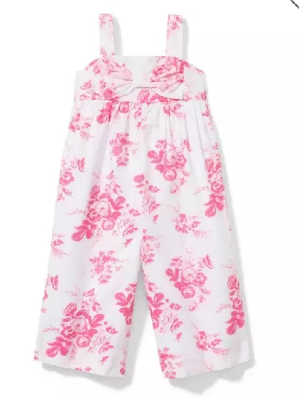 Janie and Jack White Jumpsuit with Pink Floral Print